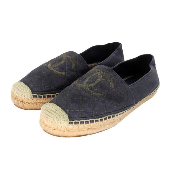 Chanel Stacked Espadrille 37 Embroidered Canvas Quilted Flats CC-0707N-0011 - Picture 4 of 11